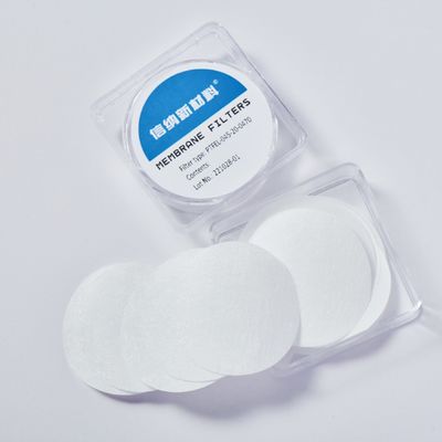 คุณภาพ  Hydrophobic Polytetrafluoroethylene PTFE Membrane Disc Filter 0.45µm 25mm Dia โรงงาน